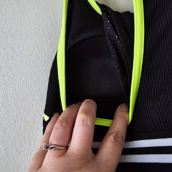 ZXSPORT Black Yellow White Gym Top Sports Bra with Jersey Underlay Size Small - Picture 12 of 14